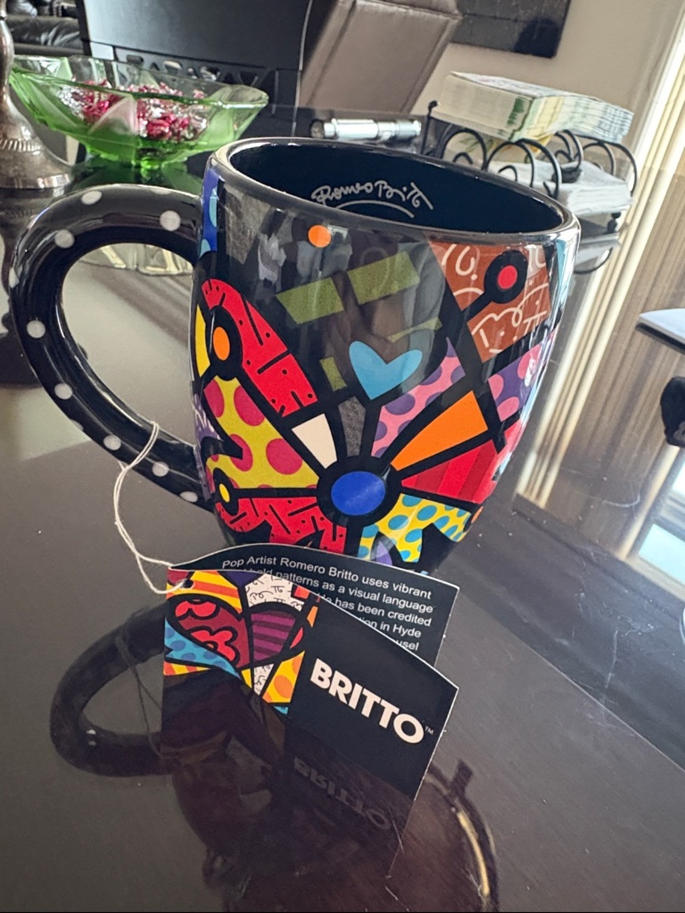 Romero Britto Colorful Pop Art Ceramic butterfly 🦋 Mug - Multicolor